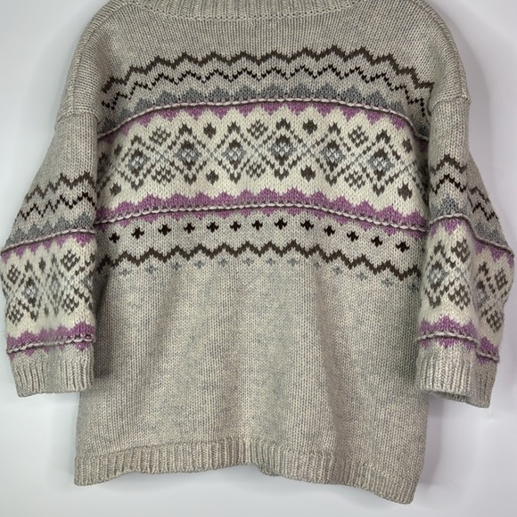 Sundance Fair Isle Nordic Short Sleeve Wool Blend Cardigan Sweater Size Medium - Picture 6 of 8